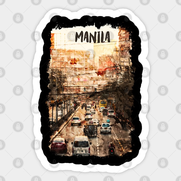 Manila Philippines city watercolor Sticker by NeedsFulfilled